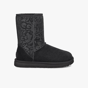 Ugg Classic Short Sparkle Graffiti Klassiska Stövlar Dam Svarta (276951XNY)